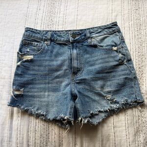 PAIGE Blue Distressed Jean Shorts - 28